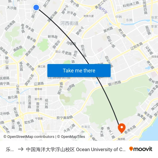 乐安路 to 中国海洋大学浮山校区 Ocean University of China (Fushan Campus) map
