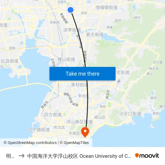 明阳路 to 中国海洋大学浮山校区 Ocean University of China (Fushan Campus) map