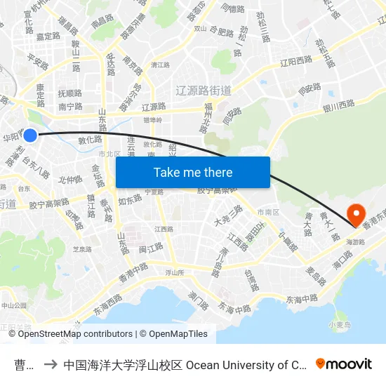 曹县路 to 中国海洋大学浮山校区 Ocean University of China (Fushan Campus) map
