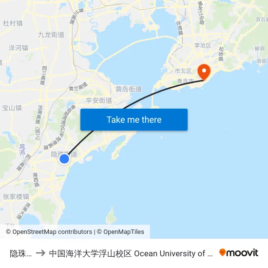 隐珠广场 to 中国海洋大学浮山校区 Ocean University of China (Fushan Campus) map