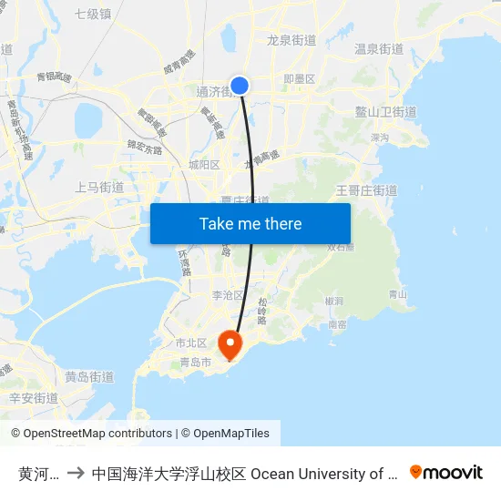 黄河三路 to 中国海洋大学浮山校区 Ocean University of China (Fushan Campus) map