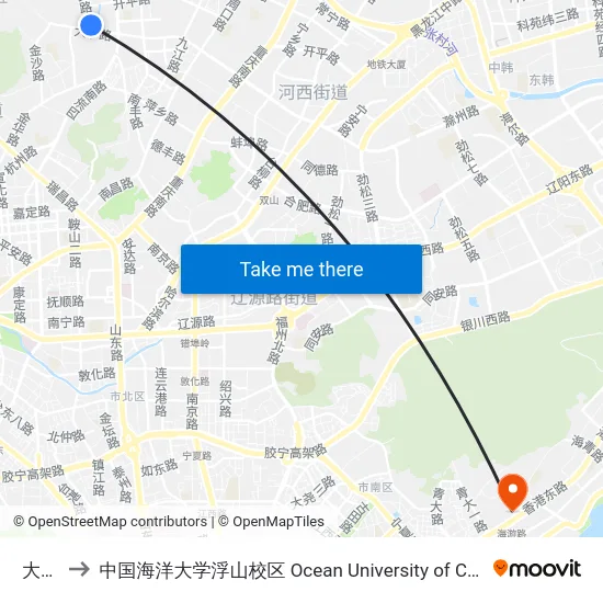 大沙路 to 中国海洋大学浮山校区 Ocean University of China (Fushan Campus) map