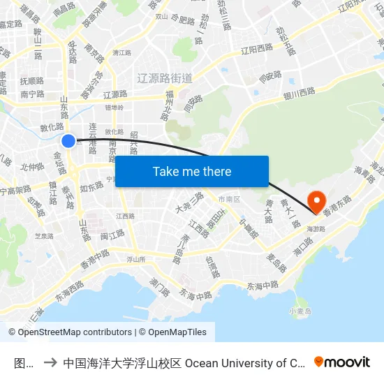 图书馆 to 中国海洋大学浮山校区 Ocean University of China (Fushan Campus) map