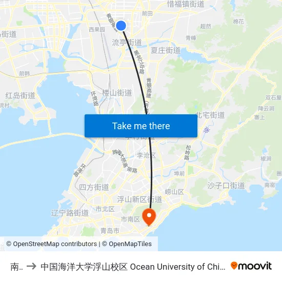 南疃 to 中国海洋大学浮山校区 Ocean University of China (Fushan Campus) map