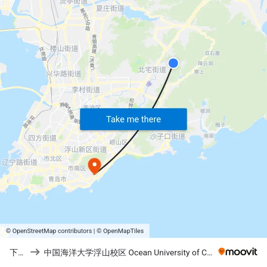 下葛场 to 中国海洋大学浮山校区 Ocean University of China (Fushan Campus) map