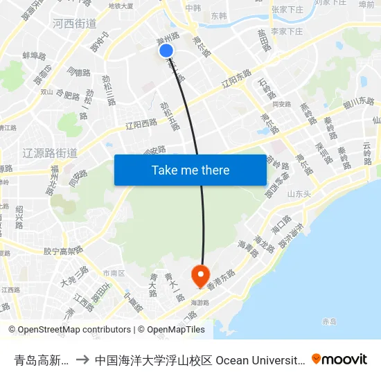 青岛高新职业学校 to 中国海洋大学浮山校区 Ocean University of China (Fushan Campus) map