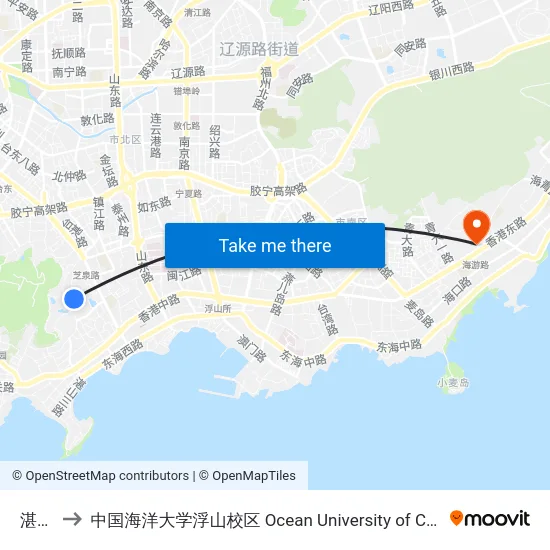 湛山寺 to 中国海洋大学浮山校区 Ocean University of China (Fushan Campus) map