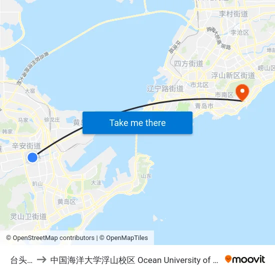 台头小学 to 中国海洋大学浮山校区 Ocean University of China (Fushan Campus) map