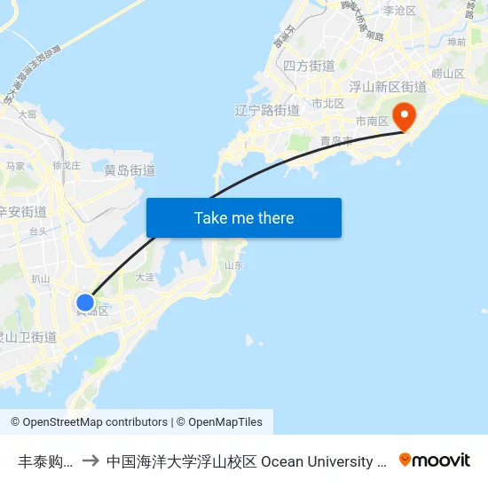丰泰购物广场 to 中国海洋大学浮山校区 Ocean University of China (Fushan Campus) map