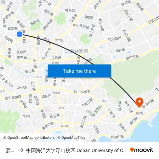 嘉善路 to 中国海洋大学浮山校区 Ocean University of China (Fushan Campus) map