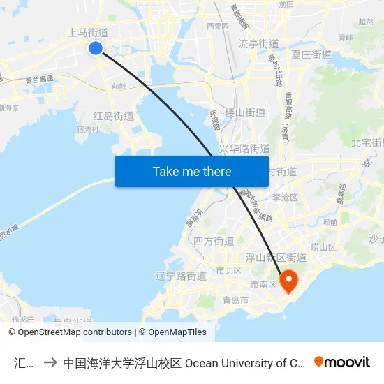 汇海路 to 中国海洋大学浮山校区 Ocean University of China (Fushan Campus) map