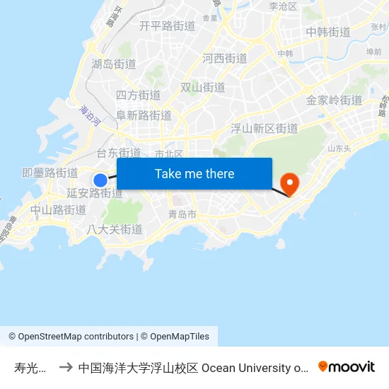 寿光路小学 to 中国海洋大学浮山校区 Ocean University of China (Fushan Campus) map
