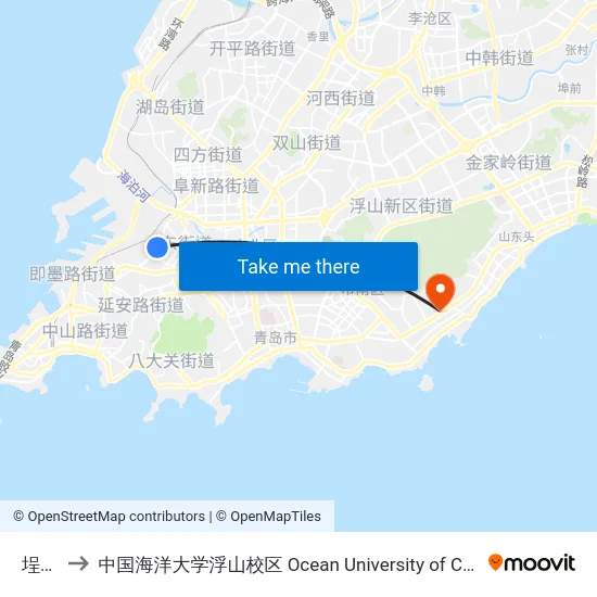 埕口路 to 中国海洋大学浮山校区 Ocean University of China (Fushan Campus) map