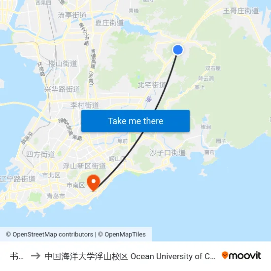 书院村 to 中国海洋大学浮山校区 Ocean University of China (Fushan Campus) map