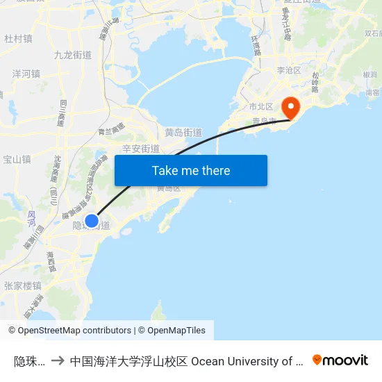 隐珠山路 to 中国海洋大学浮山校区 Ocean University of China (Fushan Campus) map