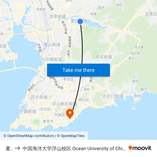 夏庄 to 中国海洋大学浮山校区 Ocean University of China (Fushan Campus) map