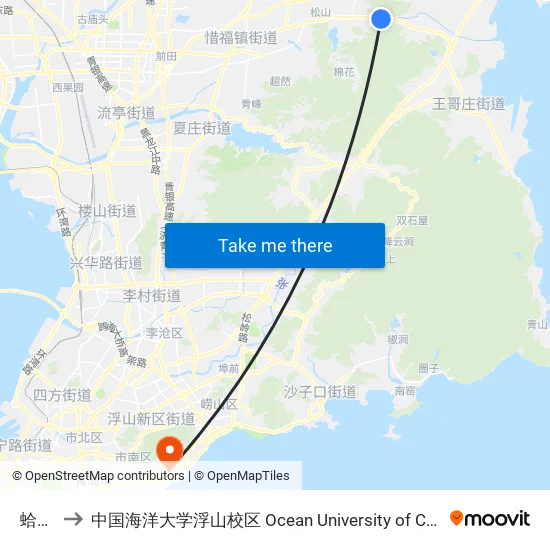 蛤蟆石 to 中国海洋大学浮山校区 Ocean University of China (Fushan Campus) map