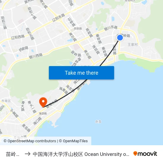 苗岭路东站 to 中国海洋大学浮山校区 Ocean University of China (Fushan Campus) map