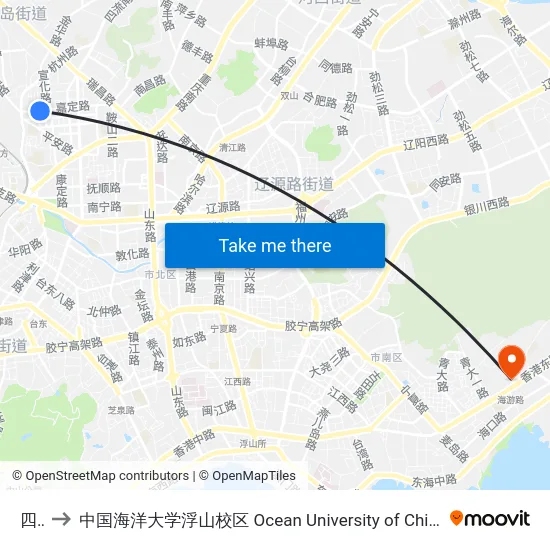 四方 to 中国海洋大学浮山校区 Ocean University of China (Fushan Campus) map