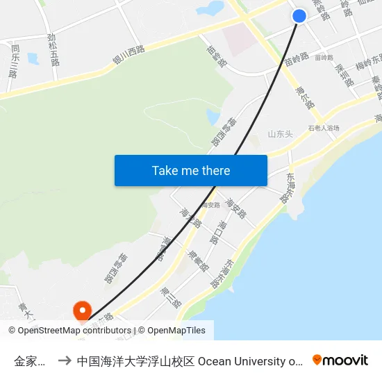 金家岭小区 to 中国海洋大学浮山校区 Ocean University of China (Fushan Campus) map