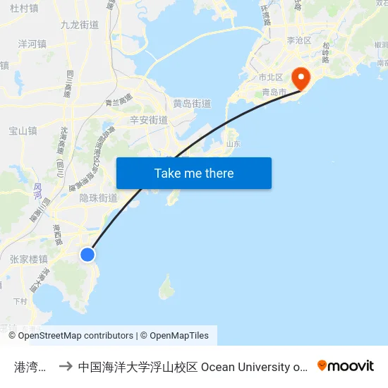港湾学院站 to 中国海洋大学浮山校区 Ocean University of China (Fushan Campus) map