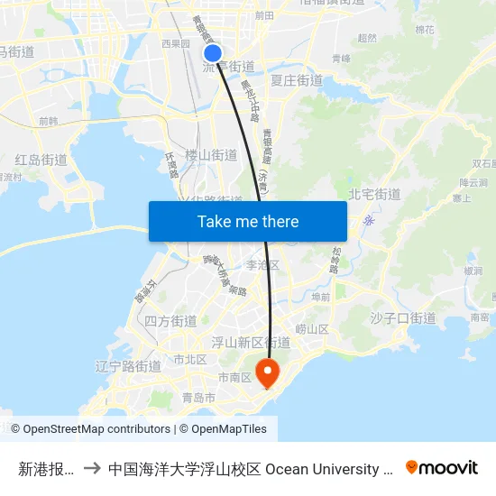 新港报关学院 to 中国海洋大学浮山校区 Ocean University of China (Fushan Campus) map