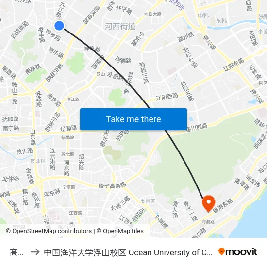 高安路 to 中国海洋大学浮山校区 Ocean University of China (Fushan Campus) map