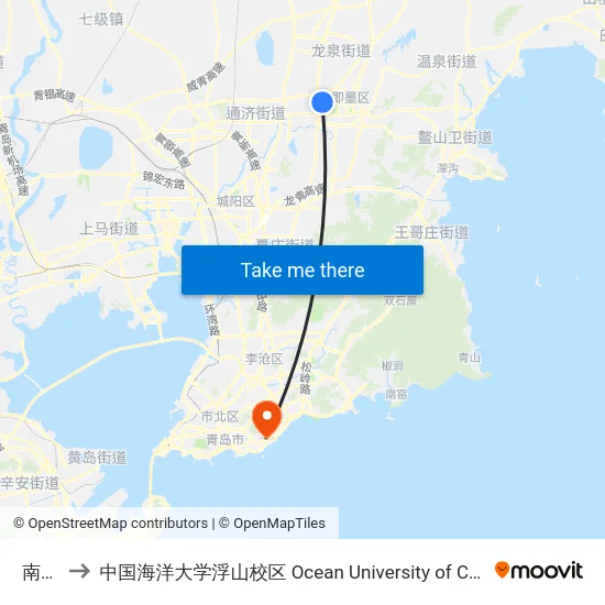 南杨头 to 中国海洋大学浮山校区 Ocean University of China (Fushan Campus) map