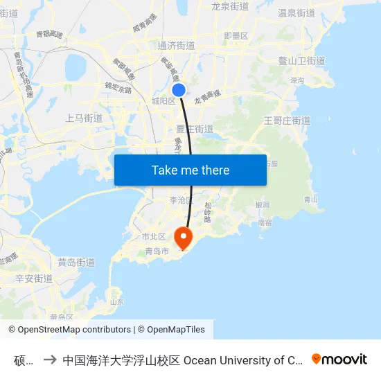 硕阳路 to 中国海洋大学浮山校区 Ocean University of China (Fushan Campus) map