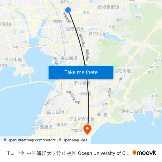 正阳路 to 中国海洋大学浮山校区 Ocean University of China (Fushan Campus) map