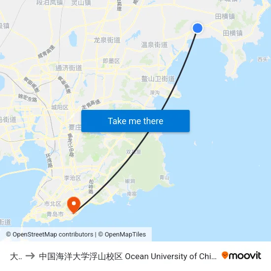 大桥 to 中国海洋大学浮山校区 Ocean University of China (Fushan Campus) map
