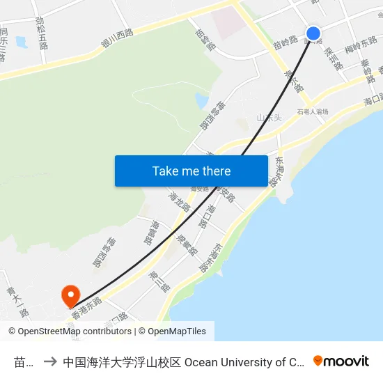 苗岭路 to 中国海洋大学浮山校区 Ocean University of China (Fushan Campus) map