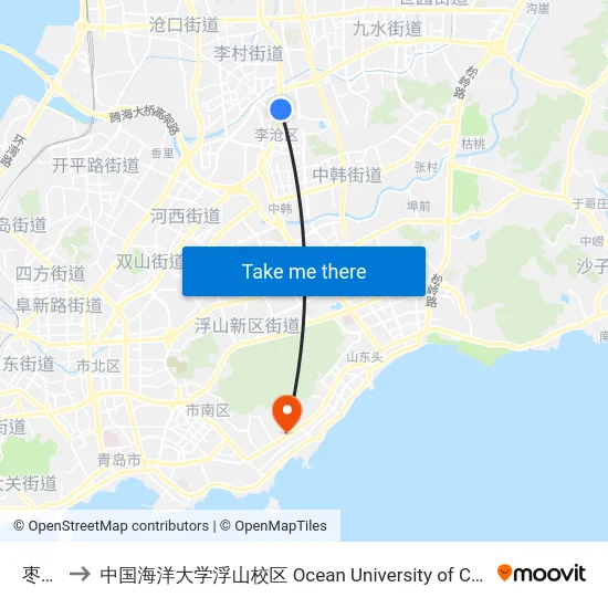 枣山路 to 中国海洋大学浮山校区 Ocean University of China (Fushan Campus) map