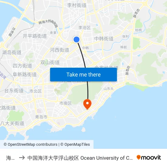 海尔路 to 中国海洋大学浮山校区 Ocean University of China (Fushan Campus) map