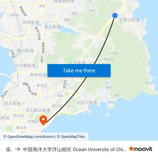 庙石 to 中国海洋大学浮山校区 Ocean University of China (Fushan Campus) map