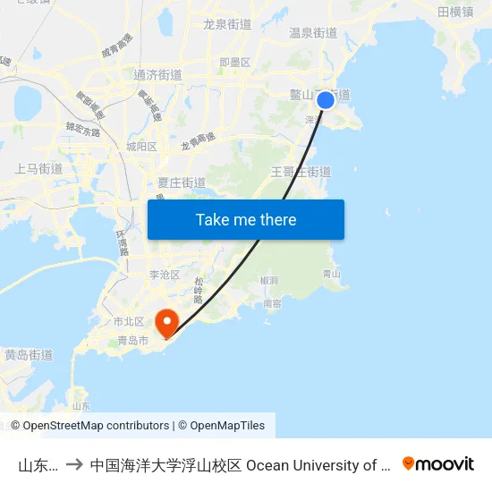 山东大学 to 中国海洋大学浮山校区 Ocean University of China (Fushan Campus) map