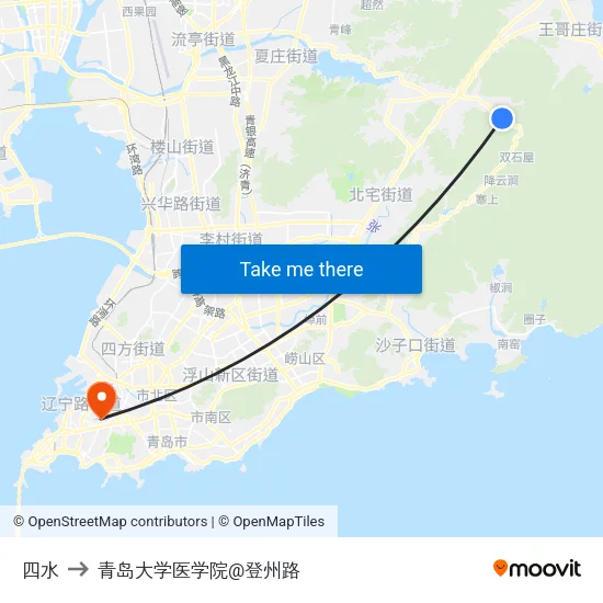 四水 to 青岛大学医学院@登州路 map