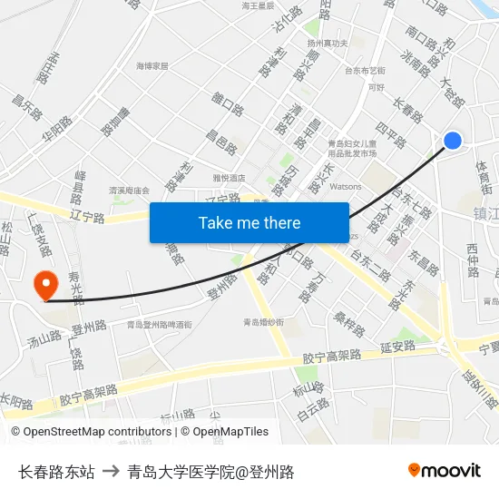 长春路东站 to 青岛大学医学院@登州路 map