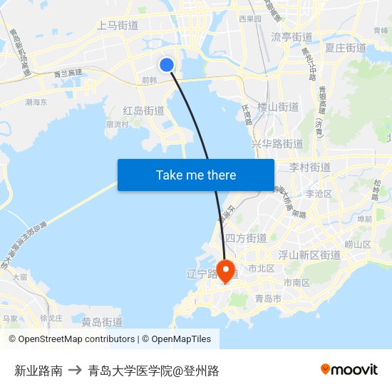 新业路南 to 青岛大学医学院@登州路 map