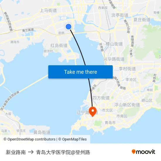 新业路南 to 青岛大学医学院@登州路 map