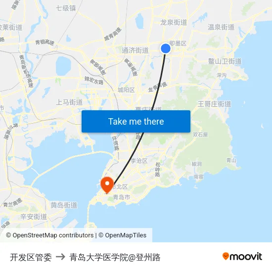 开发区管委 to 青岛大学医学院@登州路 map