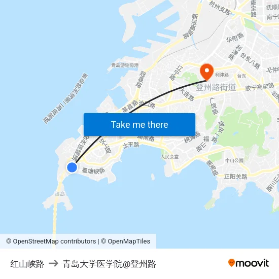 红山峡路 to 青岛大学医学院@登州路 map