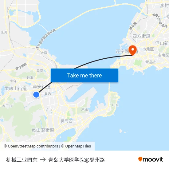 机械工业园东 to 青岛大学医学院@登州路 map