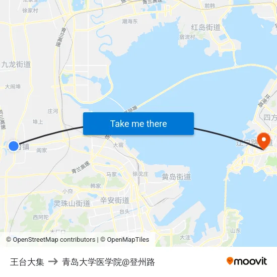 王台大集 to 青岛大学医学院@登州路 map