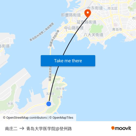 南庄二 to 青岛大学医学院@登州路 map