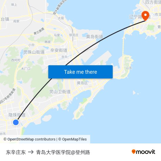 东辛庄东 to 青岛大学医学院@登州路 map