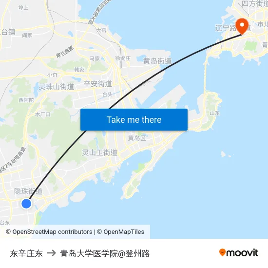 东辛庄东 to 青岛大学医学院@登州路 map