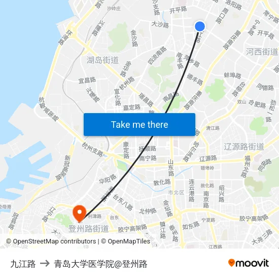 九江路 to 青岛大学医学院@登州路 map