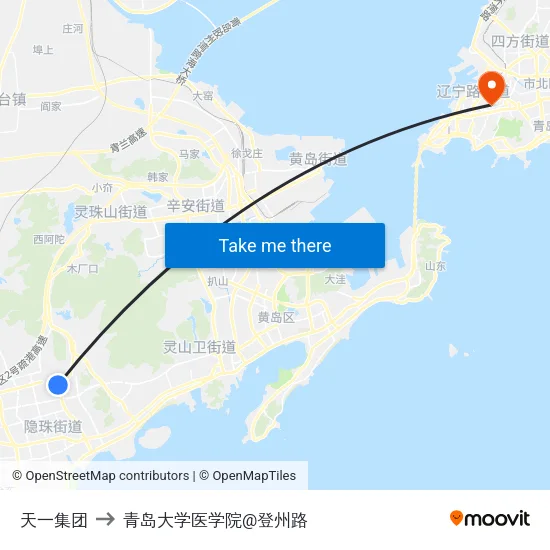 天一集团 to 青岛大学医学院@登州路 map
