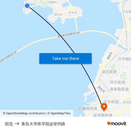 宿流 to 青岛大学医学院@登州路 map